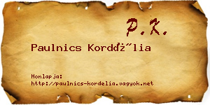 Paulnics Kordélia névjegykártya